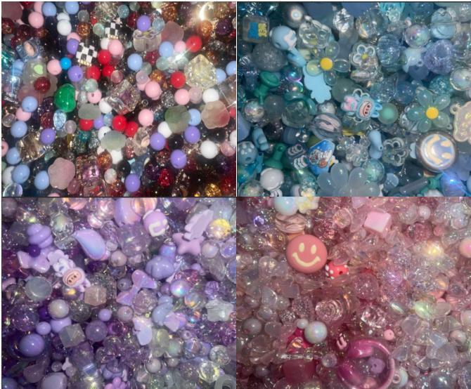 아크릴 비즈DIY크래프트 키트-다채로운 아크릴 비즈, 수작 재료, 액세서리 만들기, 자유로운 직물의 창의성