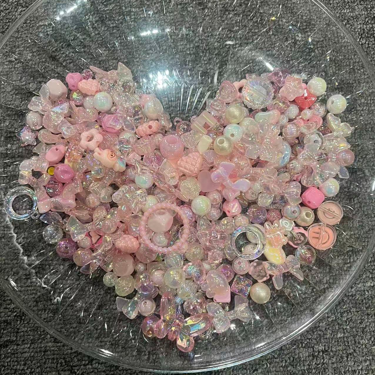 아크릴 비즈DIY크래프트 키트-다채로운 아크릴 비즈, 수작 재료, 액세서리 만들기, 자유로운 직물의 창의성