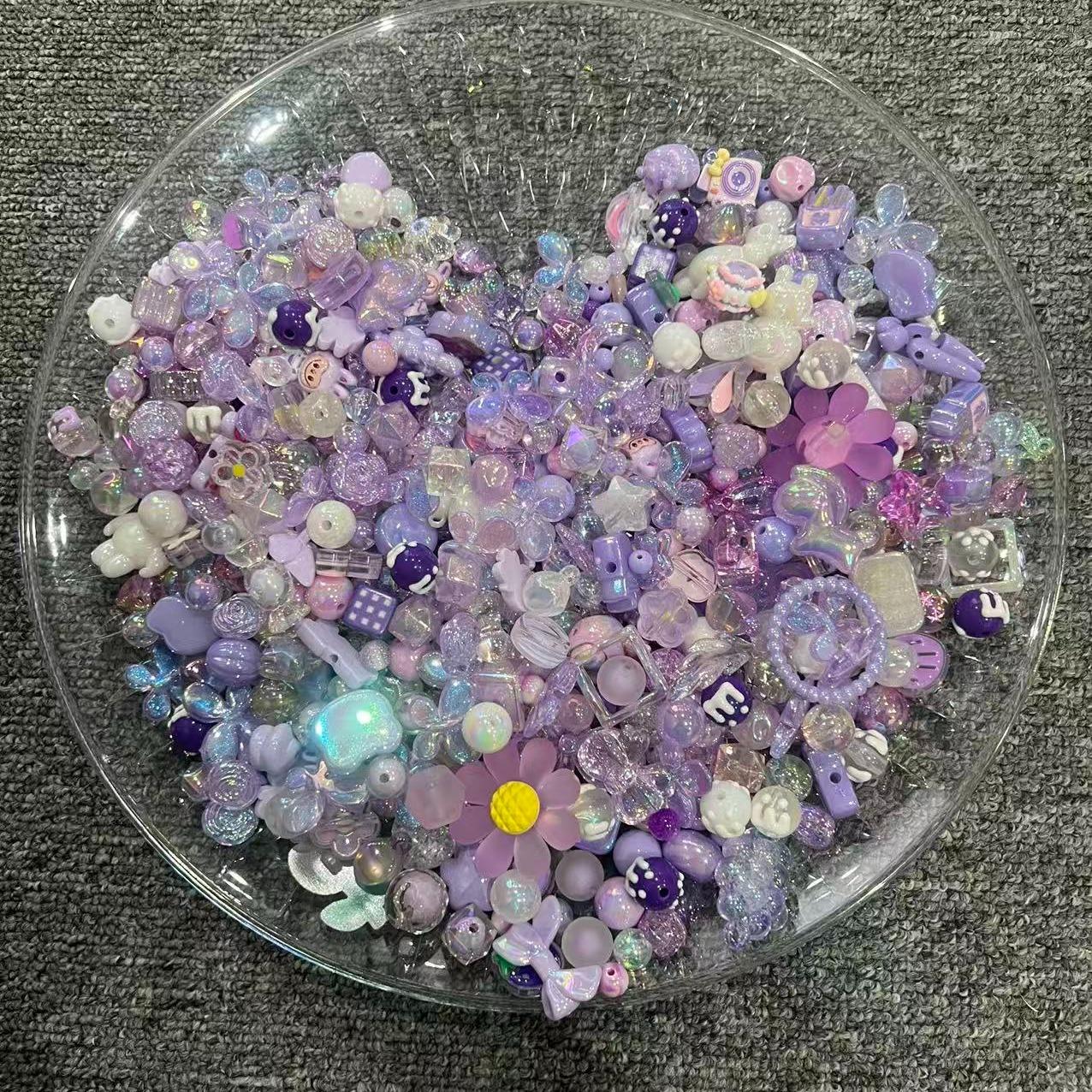 아크릴 비즈DIY크래프트 키트-다채로운 아크릴 비즈, 수작 재료, 액세서리 만들기, 자유로운 직물의 창의성